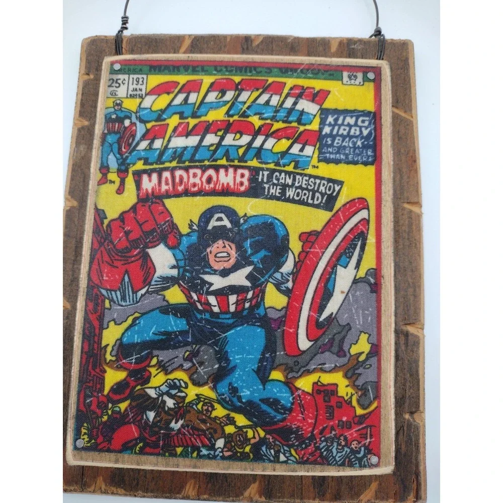 Marvel Captain America Comic Book Magazine Wooden Wall Art Decor Poster 7x5